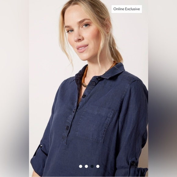 Michael Stars Linen Eleanor Utility Dress in Navy Size 2X NWT - Picture 2 of 10